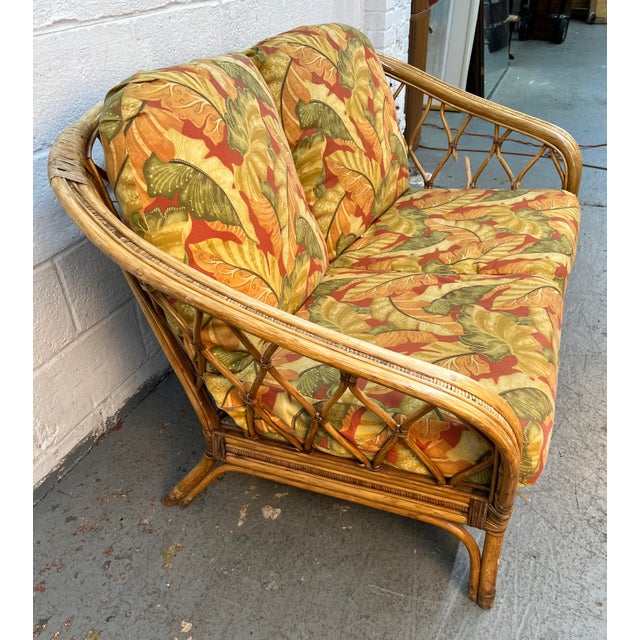 Vintage Floral Bentwood and Rattan Loveseat For Sale - Image 4 of 7