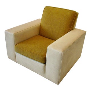 Paul Frankl Style as Found Streamlined Art Deco Wide Arm Club or Lounge Chair For Sale