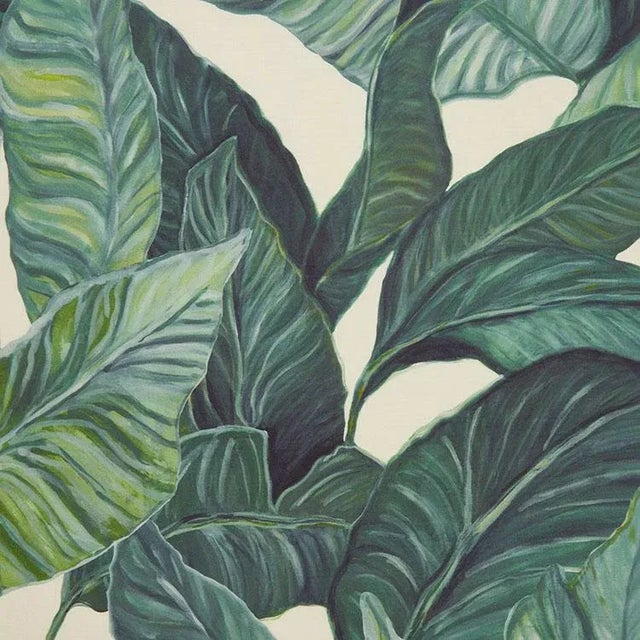 Featuring layered life-sized leaves of the bird of paradise, this large-scale botanical fabric print is a wild and...