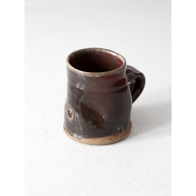 Brown Vintage Studio Pottery Mug For Sale - Image 8 of 12