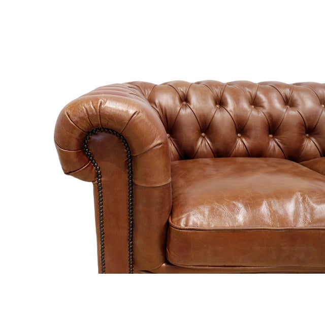 2020s Pasargad Home Genuine Leather Chester Bay Tufted Loveseat For Sale - Image 5 of 10