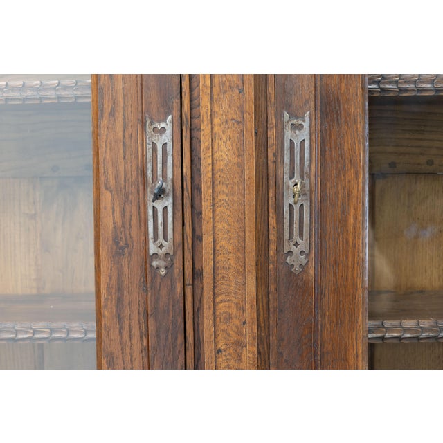 Wood Antique Gothic Bookcase, 1880 For Sale - Image 7 of 14