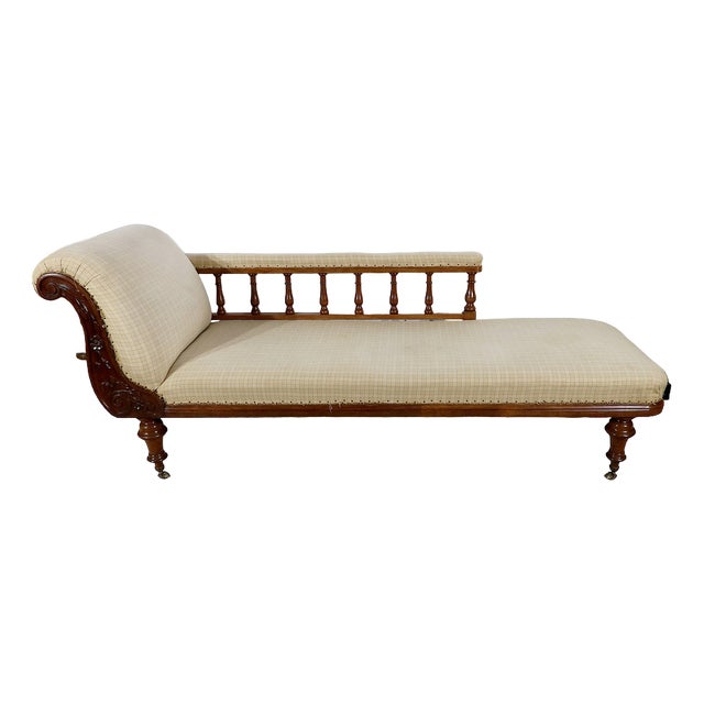 Long Victorian Mahogany Chaise Lounge, England, 19th Century For Sale