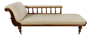 Long Victorian Mahogany Chaise Lounge, England, 19th Century