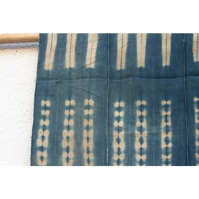 African Vintage African Moss "Nakombe Blue" Indigo Throw For Sale - Image 3 of 6