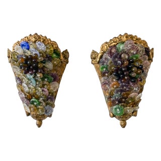Cornucopia Wall Sconces in Murano Glass, Italy, 1980, Set of 2 For Sale