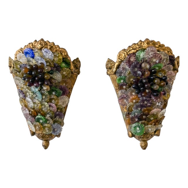 Cornucopia Wall Sconces in Murano Glass, Italy, 1980, Set of 2 For Sale