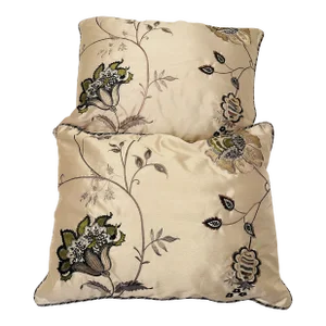 Vintage Pair of Silk Brocade Embroidered Butterfly Pillows