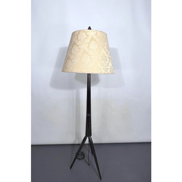 Brown Mid-Century Modern Wood Tripod Floor Lamp, Italy, 1950s For Sale - Image 8 of 12