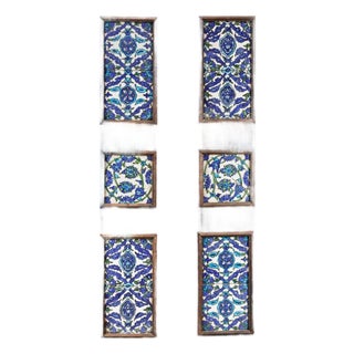 Wooden Door Set With Ten Damascus-Style Pottery Tiles, 20th Century (Lot 484) For Sale