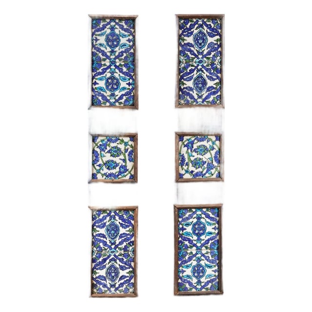 Wooden Door Set With Ten Damascus-Style Pottery Tiles, 20th Century (Lot 484) For Sale