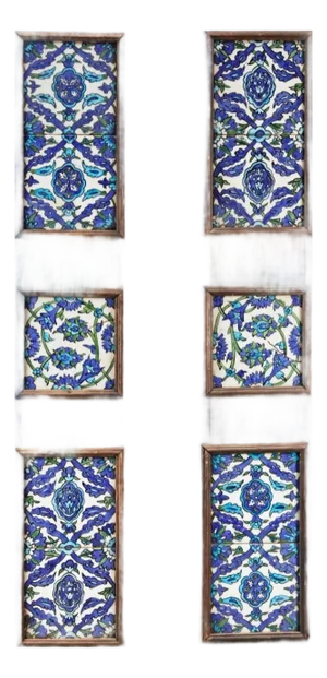 Wooden Door Set With Ten Damascus-Style Pottery Tiles, 20th Century (Lot 484)