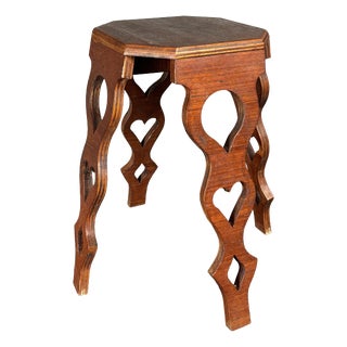 Mid-Century Modern French Artisanal Octagonal Hand Crafted Stool, 1950s For Sale