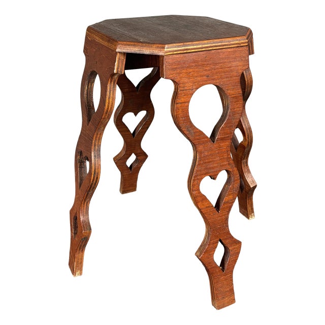 Mid-Century Modern French Artisanal Octagonal Hand Crafted Stool, 1950s For Sale