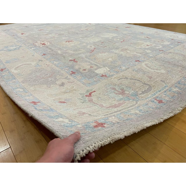 1990s Peshawar Khotan Rug – Handmade Afghan Soft Pastel Wool Carpet - 8'2 X 10'7 For Sale - Image 9 of 10