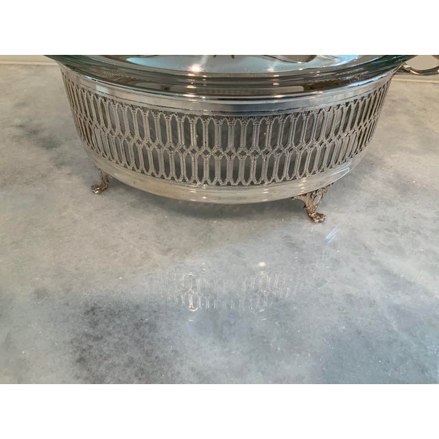 Mid 20th Century Vintage Footed Silver Lidded Serving Dish With Glass Insert For Sale - Image 5 of 9