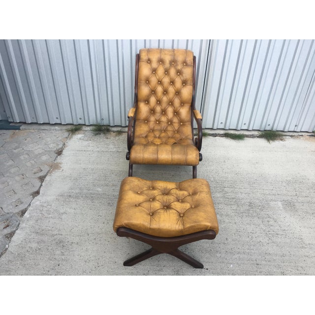 Set of Chesterfield Armchair with Pouf Set, 1950s For Sale - Image 14 of 18
