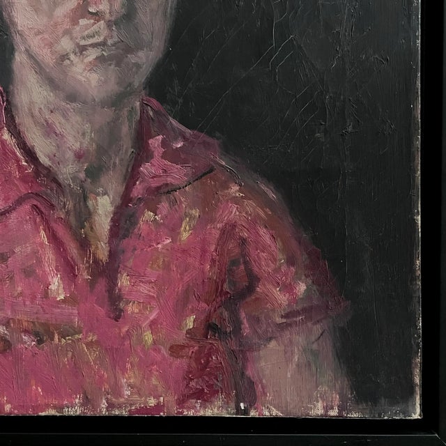 Anthony A. Ferrara (1930-2012) - Untitled Expressionist Female Portrait, Signed (Ca. 1970, Oil on Canvas) For Sale - Image 4 of 9