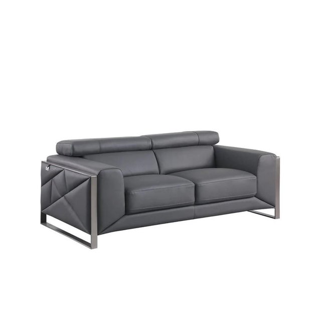 Casa Milano Giorgio Dark Grey Italian Leather 3-Piece Sofa Set For Sale - Image 4 of 5