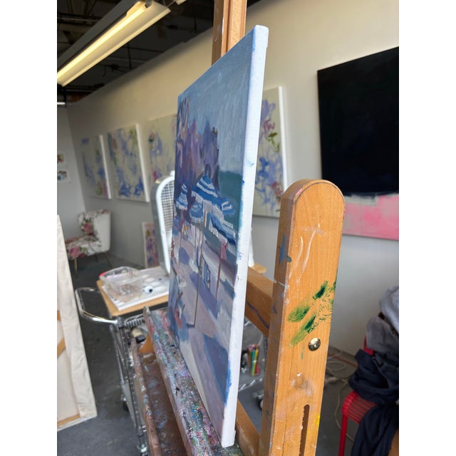 Impressionist “Umbrellas at the Beach” an Original Unframed Painting by Michelle Heimann. For Sale - Image 3 of 4