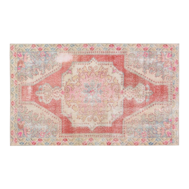 Vintage Turkish Anatolian Hand Knotted Wool Rug,4'4"X7'2" For Sale