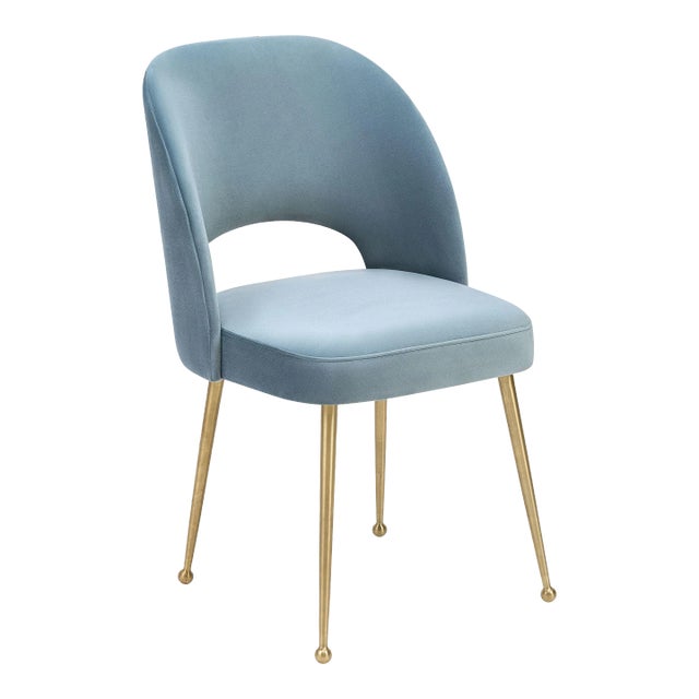 Swell Sea Blue Velvet Chair For Sale