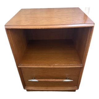 Midcentury Walnut Nightstand, by T. H. Robsjohn-Gibbings for Widdicomb (Part of Labeled Furniture Set) For Sale