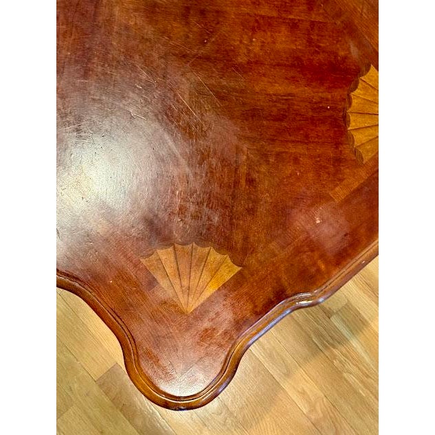 1990s Traditional French Provincial Style Inlaid Burl Wood Coffee & Sofa Table Set - 2 Pieces For Sale - Image 4 of 11