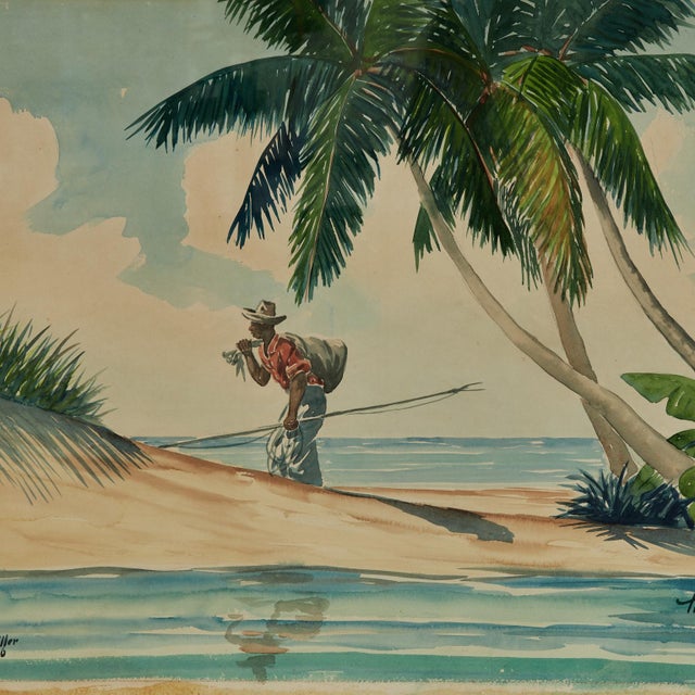Vintage Tropical Watercolor For Sale - Image 4 of 9
