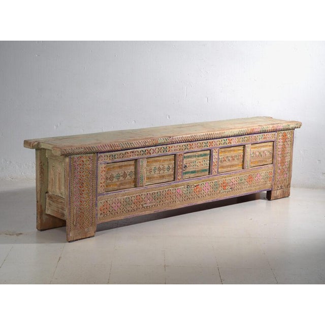 Antique Painted Uyghur Xinjiang Silk Road Sideboard or Cabinet For Sale - Image 15 of 15