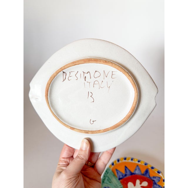 Red Vintage Whimsical Italian DeSimone Terra Cotta Fish Plates - a Pair For Sale - Image 8 of 10