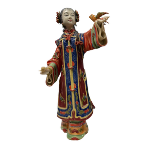 Late 20th Century Enameled Porcelain Geisha Girl Sculpture