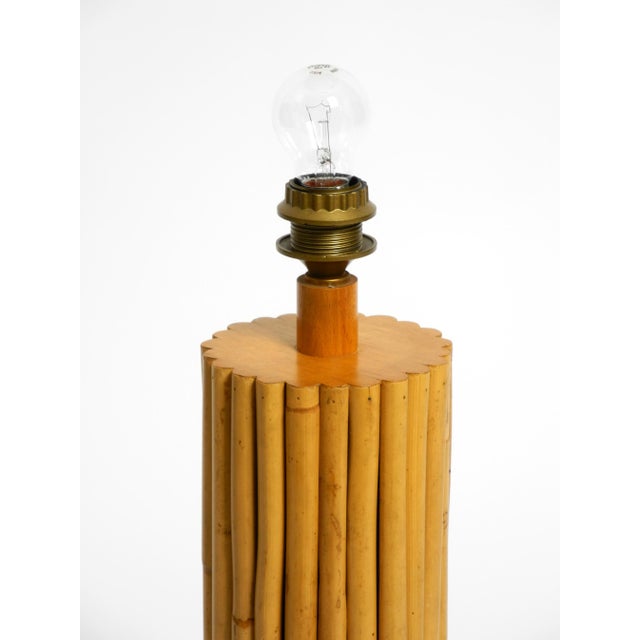 Large Italian Bamboo Table Lamp with Large Oiled Paper Shade, 1970s For Sale - Image 14 of 18