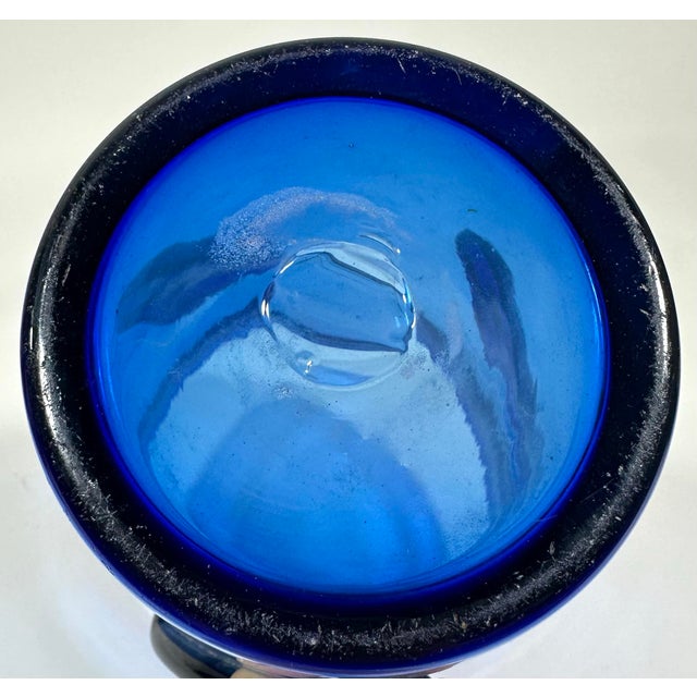 Blenko Large Blue Blenko Glass Leaf Vase For Sale - Image 4 of 4
