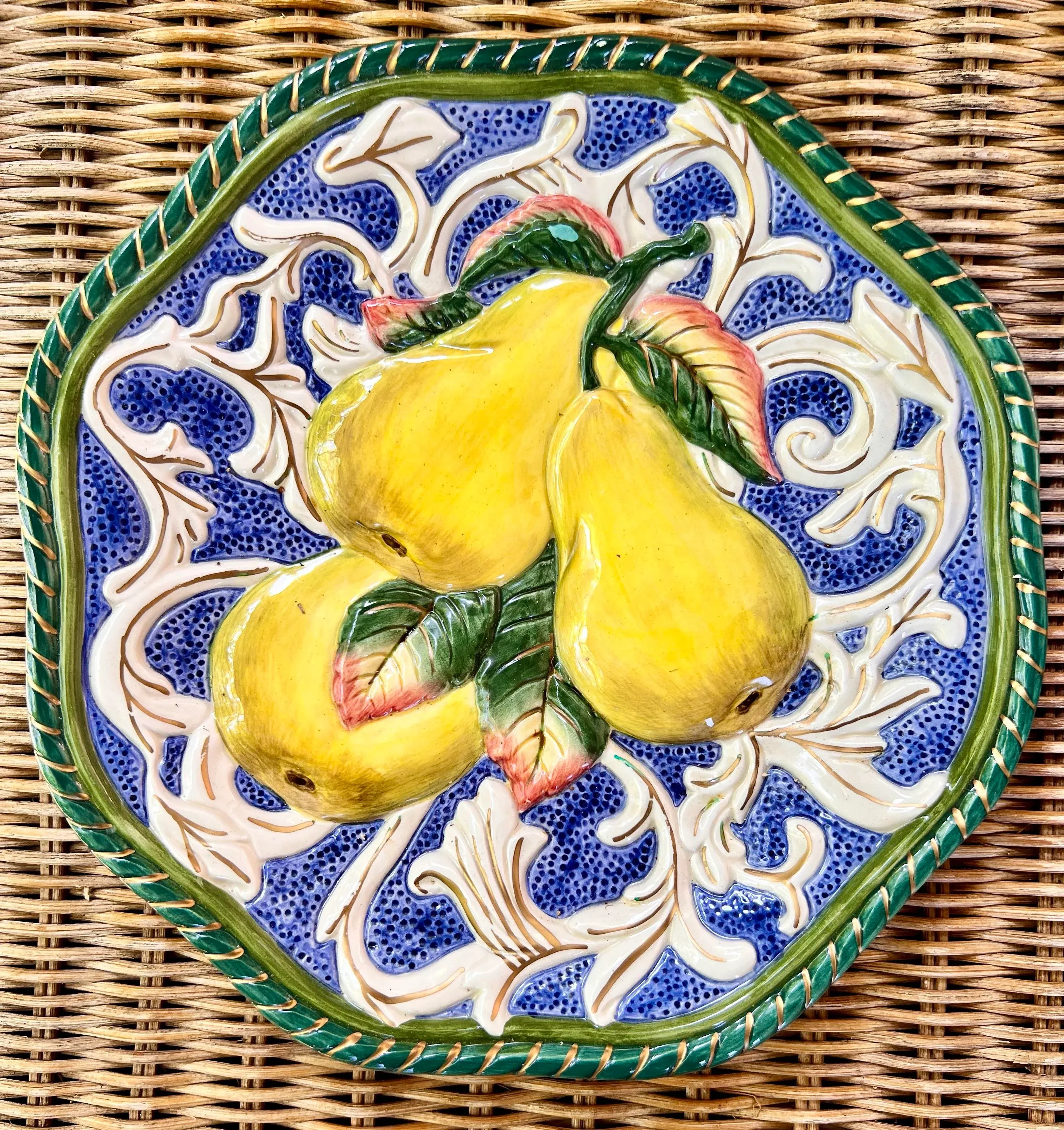 Fitz and Floyd Florentine Pear Plates- Set of 3 | Chairish