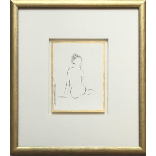 Leslie Poteet Busker Original Fine Art “Figure No. 240” Contemporary Figurative Pen and Ink Drawing, Framed For Sale