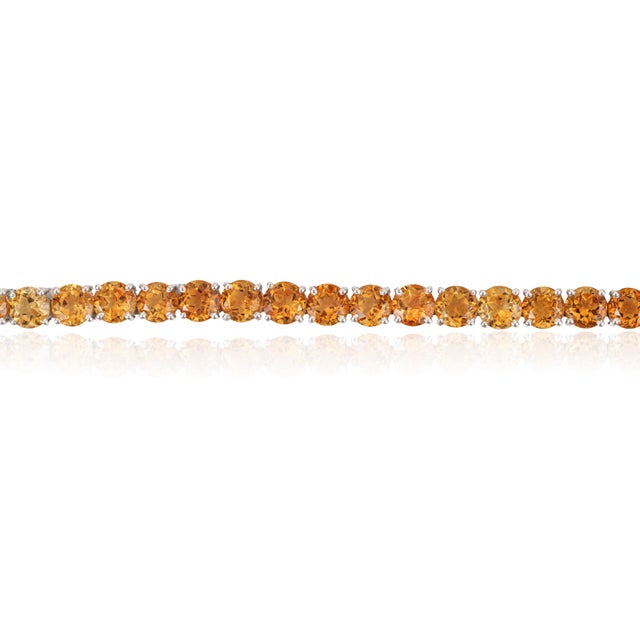 Not Yet Made - Made To Order Retro Prong-Set 26.4 Ct Natural Honey Citrine Tennis Bracelet in 925 Silver For Sale - Image 5 of 12