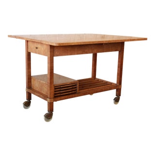 Bernhard Rohne for Mastercraft Burled Olive Wood Bar Cart For Sale