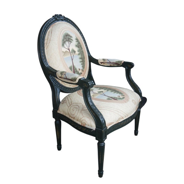 French Mid 20th Century 2 Drexel Heritage French Louis XVI Fauteuil Balloon Back Neoclassical Arm Chairs - Set of 2 For Sale - Image 3 of 12