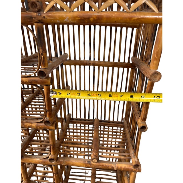 Vintage Bamboo Pagoda Standing Etagere / Bar Display Shelf, Wine Rack, Tiki Display Shelf For Sale - Image 11 of 12