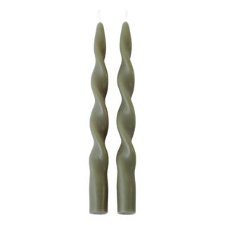 Lumière Twist Taper Candles, Set of 12 in Dried Sage, 10" For Sale