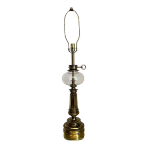 Vintage Stiffel Brass & Glass Oil Reservoir Lamp