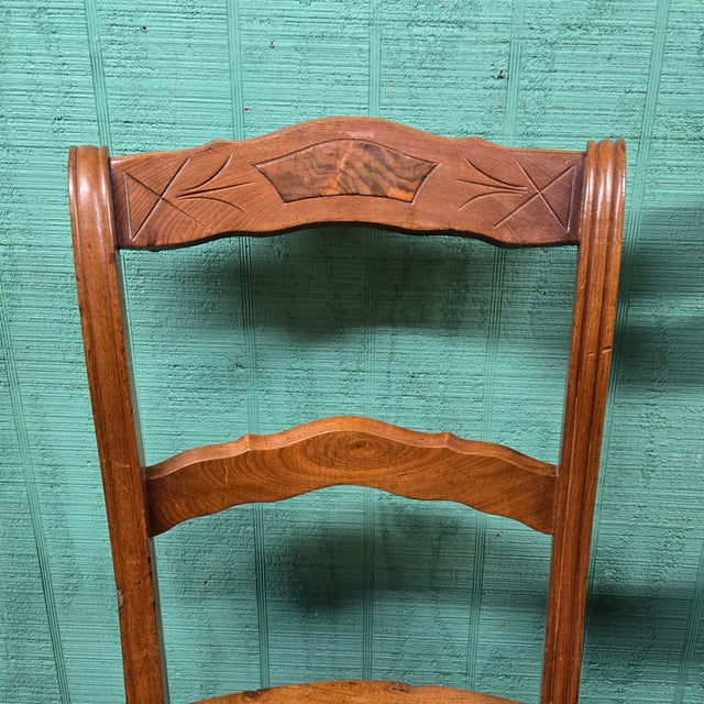 Pair of Vintage Wooden Chairs With Wicker Seats For Sale - Image 6 of 14