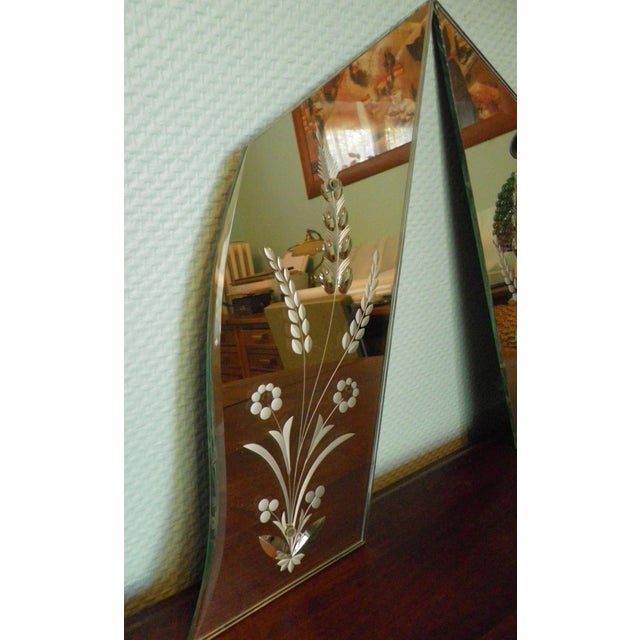 Engraved Wall-Mounted Mirrors in Asymmetrical Venetian Style, 1970s, Set of 2 For Sale - Image 12 of 16