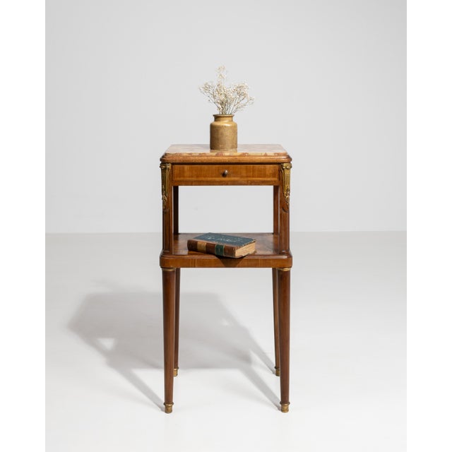 Louis XVI Marble-Top Side Table with Brass Details, Neoclassical Style, France, 19th Century For Sale - Image 4 of 13
