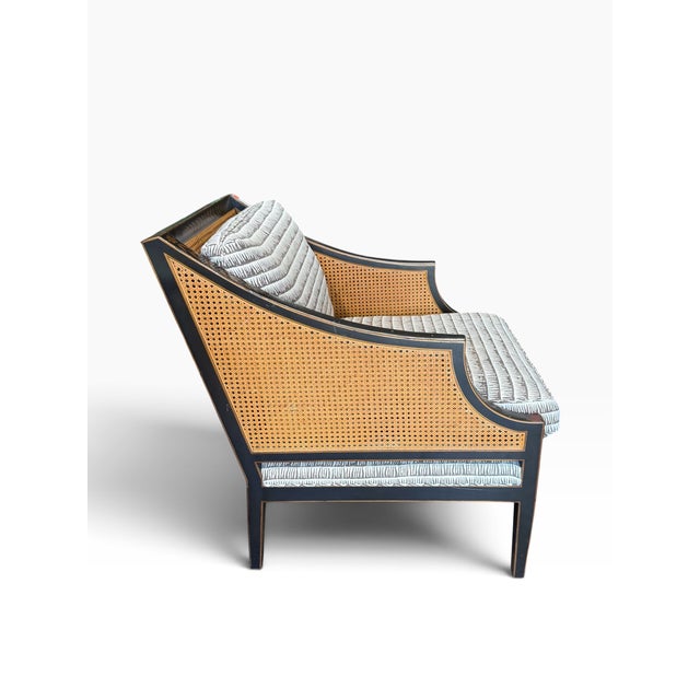 Chinoiserie Dessin Fournir Chinoiserie Decorated Double Cane Directoire Club Chair For Sale - Image 3 of 6