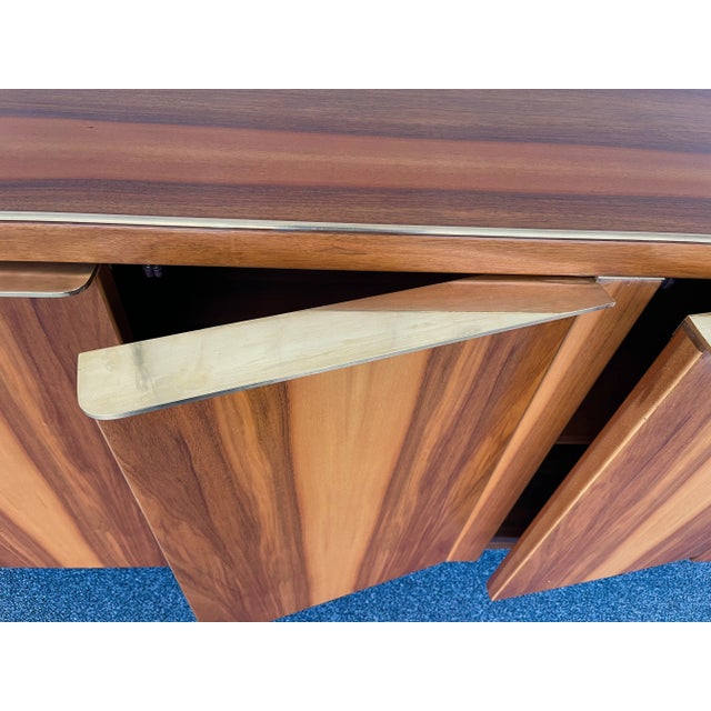 Wood and Brass Sideboard. Italy, 1980s For Sale - Image 4 of 13