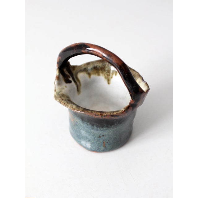 Vintage Handmade Studio Pottery Basket For Sale - Image 11 of 13
