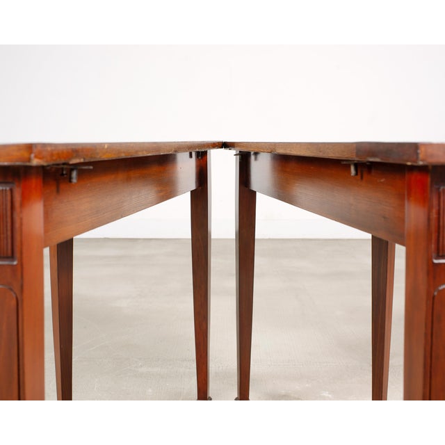 Pair of Georgian Style Mahogany Demilune Console Tables For Sale - Image 17 of 17