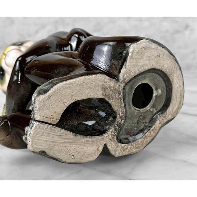 Mid-Century Japanese Porcelain Monkey Holding Banana Sculpture For Sale - Image 9 of 9